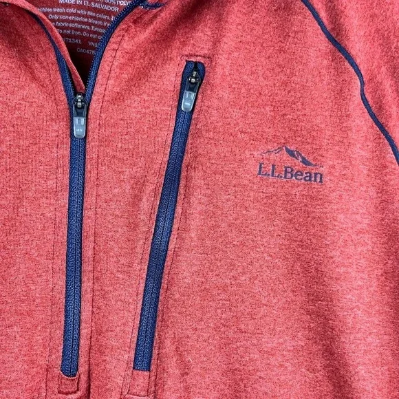 LL Bean Men's XL Slightly Fitted 1/4 Zip L/S Activewear Hiking Trail Red Ochre - Picture 2 of 8